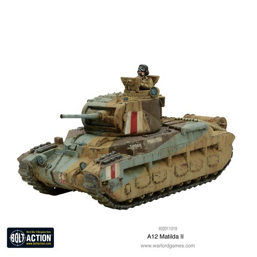 Warlord A12 Matilda II infantry tank.  Plastic, painted 28mm