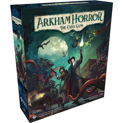 Arkham Horror The (Revised) Card Game by Fantasy Flight Games. Lovecraftian horror. Box art