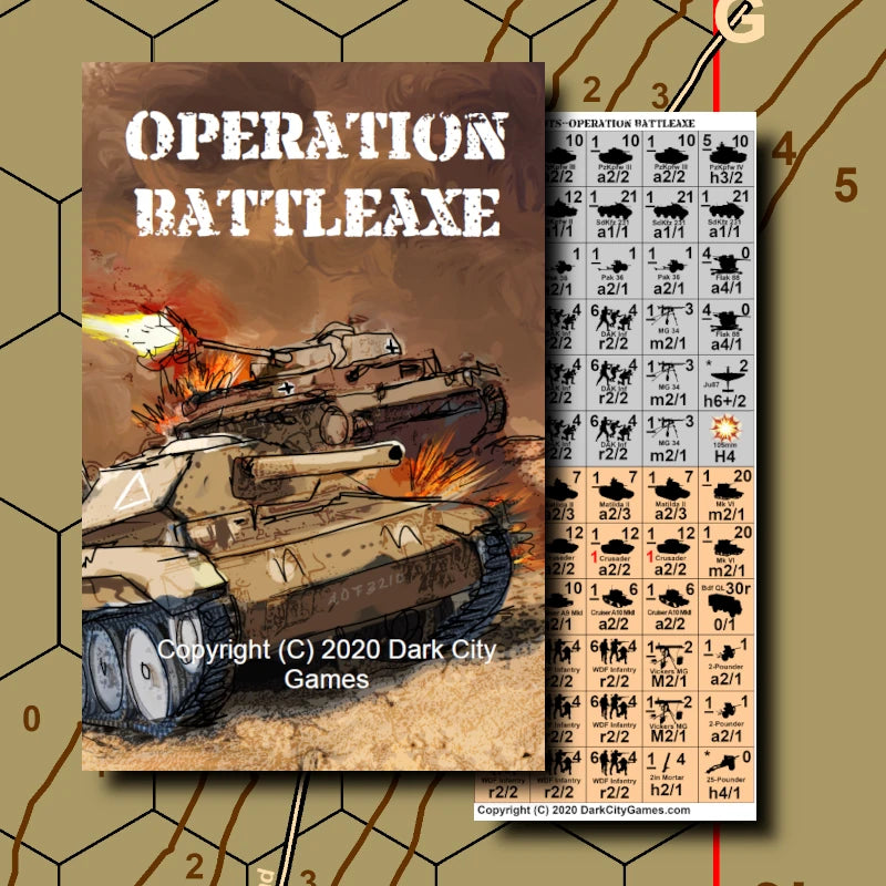 Dark City Games Operation Battleaxe. Wargame, board game, solo and multiplayer