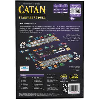 Catan Starfarers Duel by Catan Studio. Science fiction 2 player 1v1 game. Box art