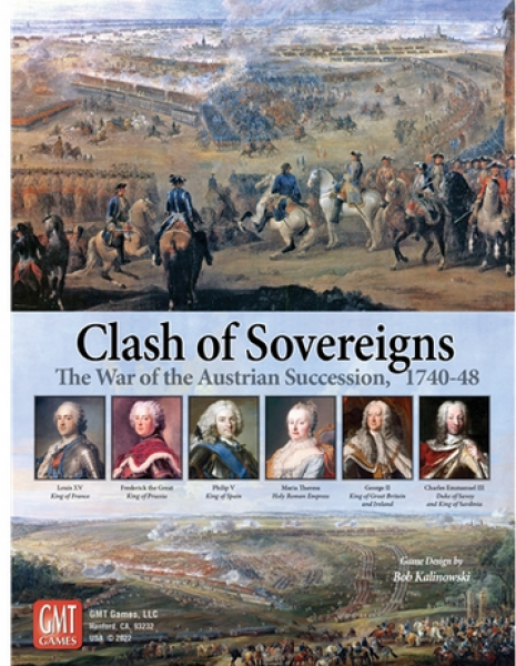 GMT Games Clash of Sovereigns: The War of the Austrian Succession 1740-1748. Clash of Monarchs series. Box art. Board game.