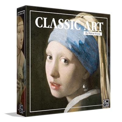 CMON game, Classic Art, box art Girl with the Pearl Earring, family board game, decide which art work will bring more people to your gallery