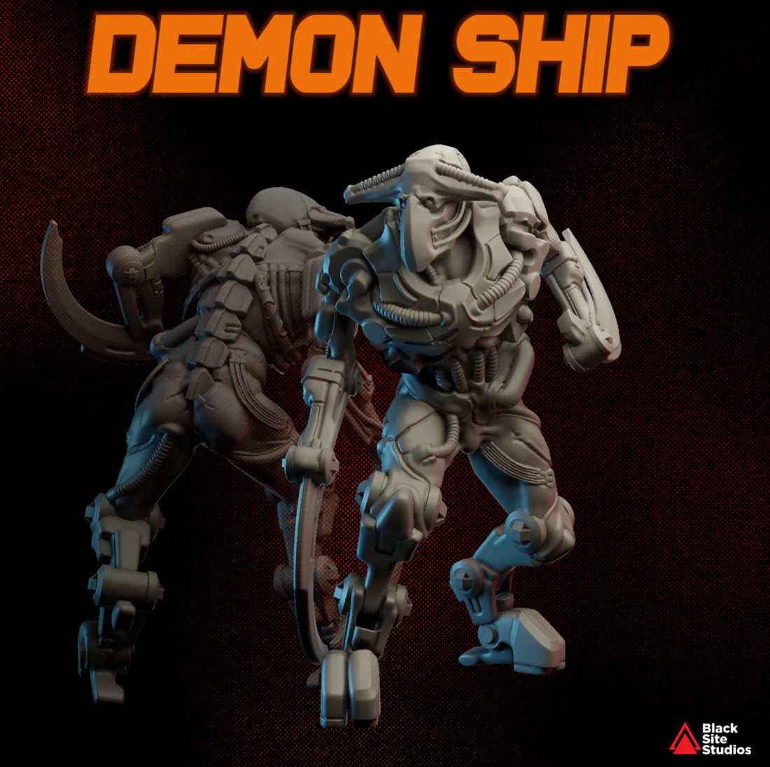 Demon Ship Blade Demon Miniature, Showing front and back