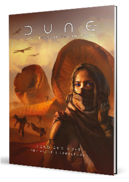 Dune Adventures in the Imperium: Sand and Dust. Sourcebook for Dune roleplaying game by Modiphius Entertainment/Galeforce9/Battlefront. Cover art