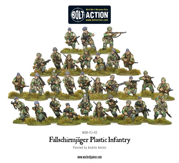 Bolt Action, Fallschirmjager, WW2, plastic miniatures, painted, 28mm