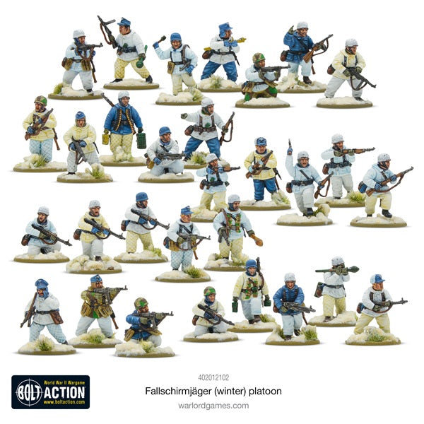 Fallschirmjager winter uniform by Warlord Games. 28mm plastic miniatures for Bolt Action.  WW2 miniatures