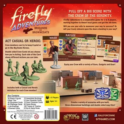 Firefly Adventures Brigands and Browncoats. Box art back. Science fiction board game based on the series.