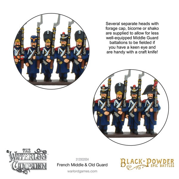 Black Powder, painted miniatures, close-up, French Old and Middle Guard, Waterloo