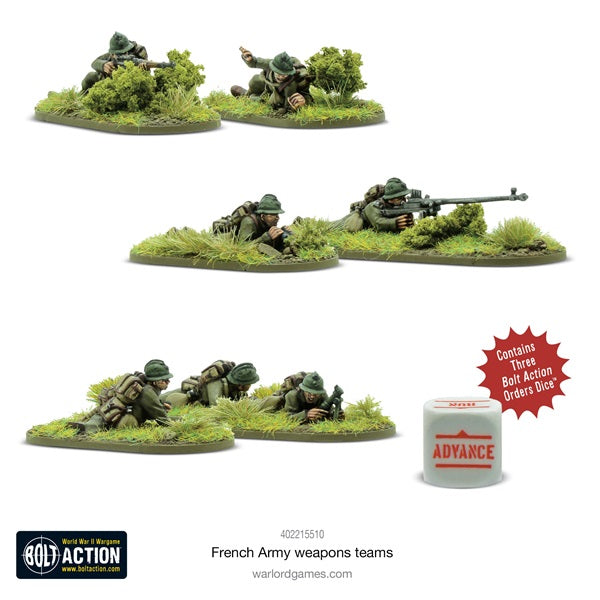 Bolt Action, WW2, French army, weapons team, WW2, 28mm miniatures, painted