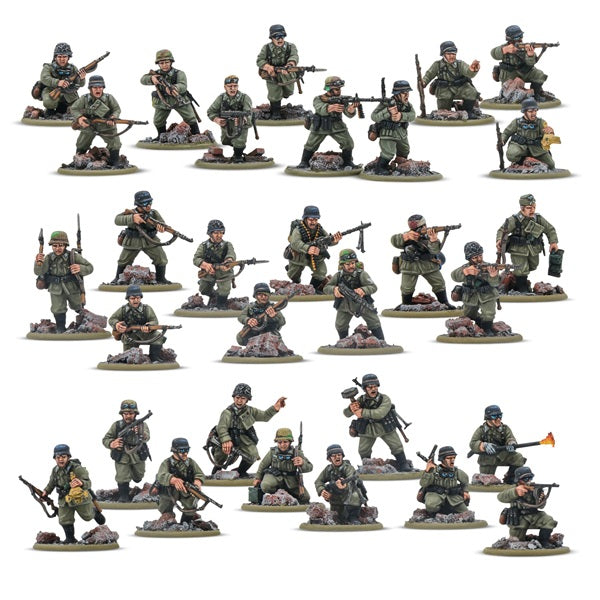 German veteran infantry platoon by Warlord Games for Bolt Action. 28mm plastic miniatures. WW2. Shown painted
