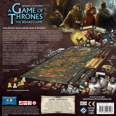 A GAME OF THRONES BOARD GAME 2ND EDITION, Back cover of the board game box