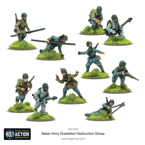 Bolt Action, Italian Guastatori destruction group. 28mm metal miniatures, WW2 painted