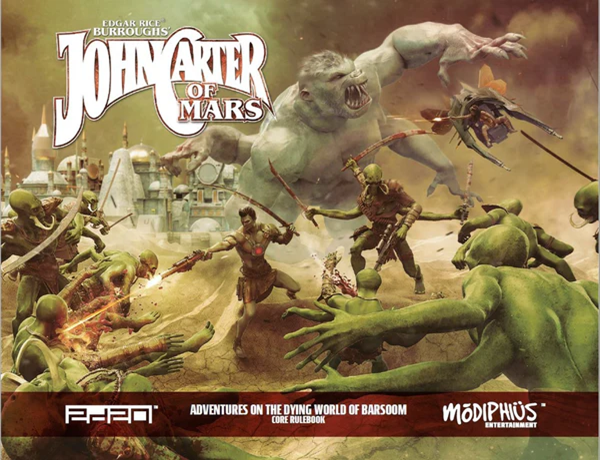 John Carter of Mars book cover with action scene and characters.