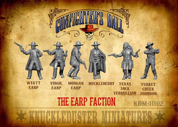 Earp Faction by KnuckleDuster Miniatures. Unpainted miniatures. Old West.  Gunfighters Ball