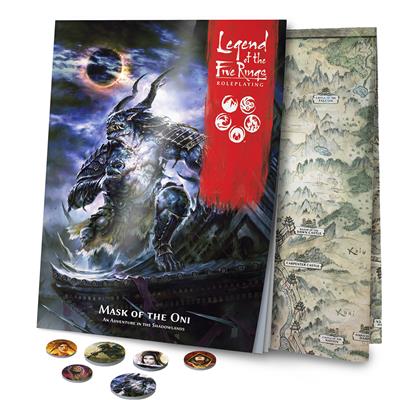 Mask of the Oni by Edge.  Role playing expansion. Cover art, tokens and map. Expansion set.