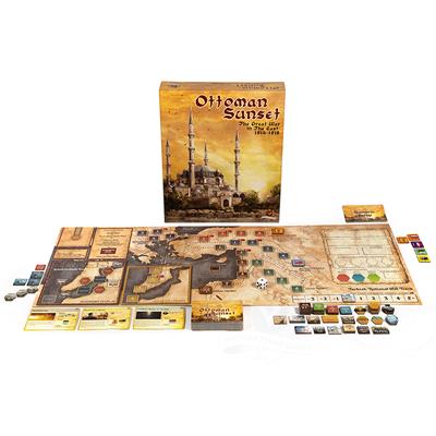 Ottoman Sunset 3rd Edition by Tabletop Tycoon. Solitaire WWI wargame. Box art and components