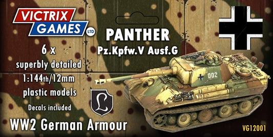Panther Pz.Kpfw.V Aust. G by Victrix. Plastic 12mm WW2 miniature. Tag art