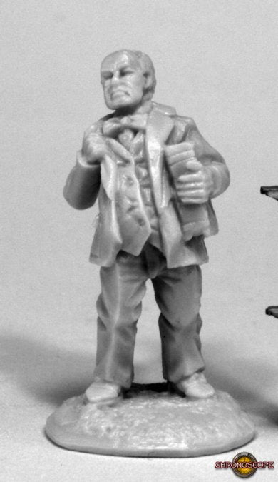 Pulp era professor from Reapers Bones Chronoscope line. 25mm heroic scale plastic unpainted.