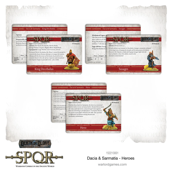SPQR games, Dacia, Sarmatia, unit cards