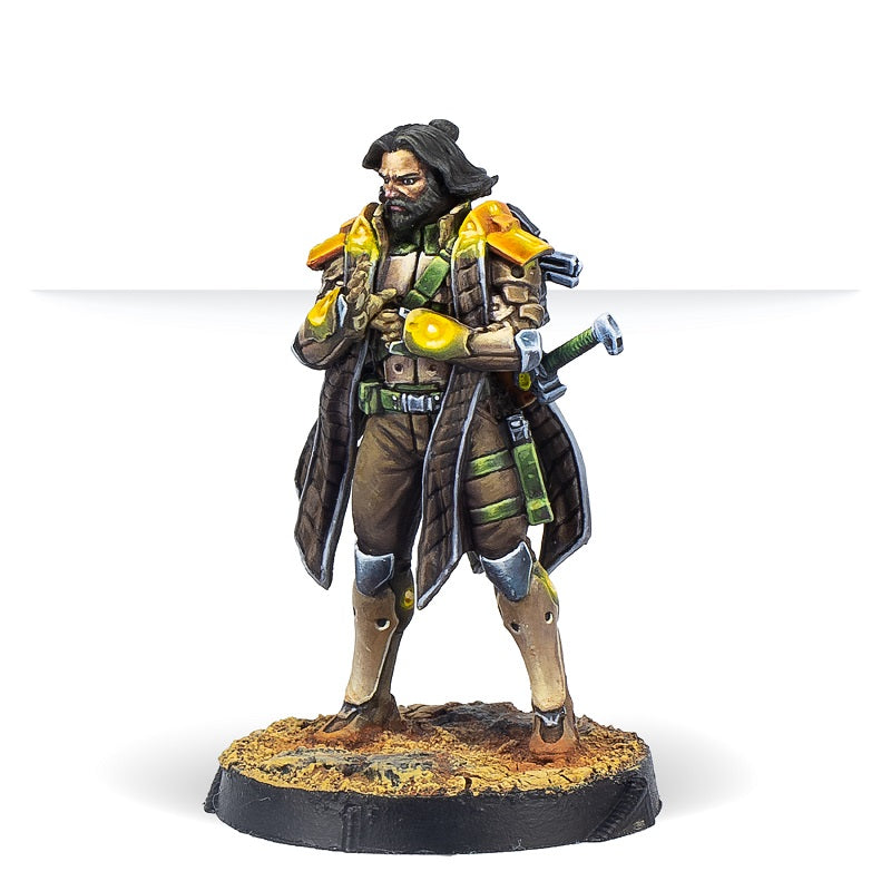 Corvus Belli: Infinity Infinity Saladin, O-12 Liaison Officer (Combi Rifle) Miniature, side view