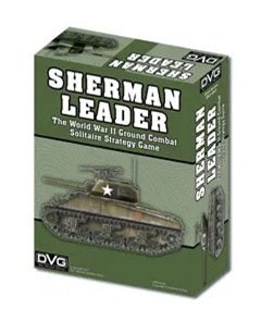Sherman Leader by DVG.  Solitaire game of WW2 armored combat. Box art