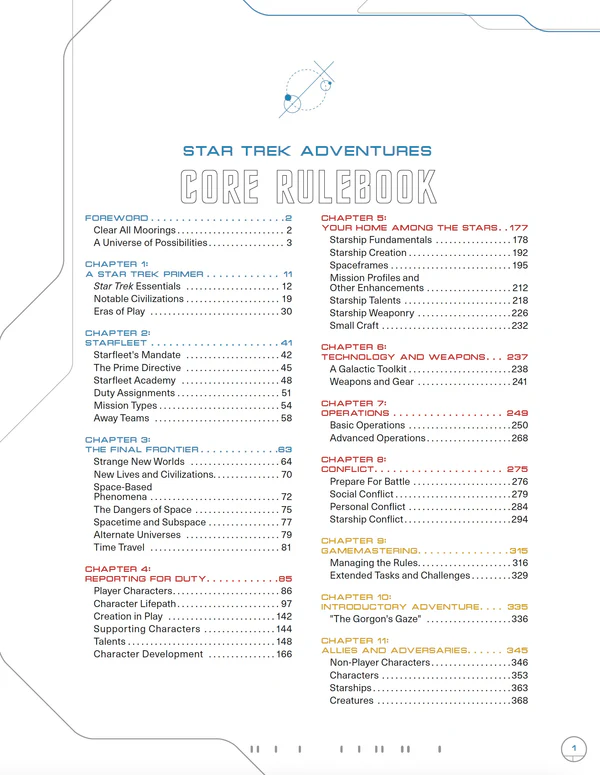 Star Trek Adventures by Modiphius Entertainment. Core role-playing game rules. Index