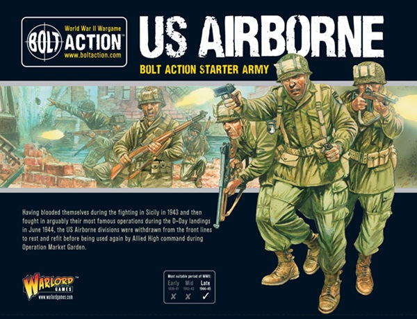 Bolt Action, starter army, U.S. Airborne, box art, metal, plastic, WW2, 