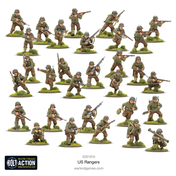 Bolt Action, U.S. Rangers, WWII, plastic, painted, 28mm