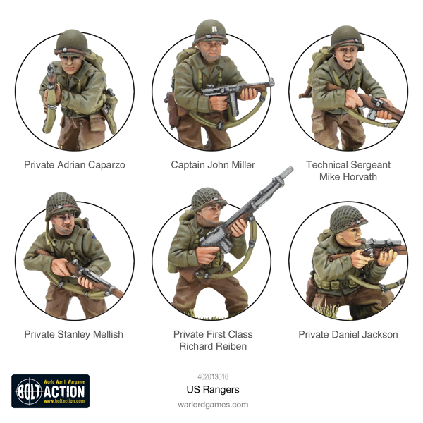 Bolt Action, U.S. Rangers, personalities, 'Saving Private Ryan', plastic, 28mm, painted