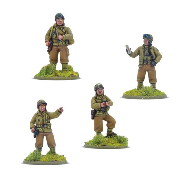 U.S. Army platoon leaders by Warlord Games for Bolt Action. Resin 28mm painted front