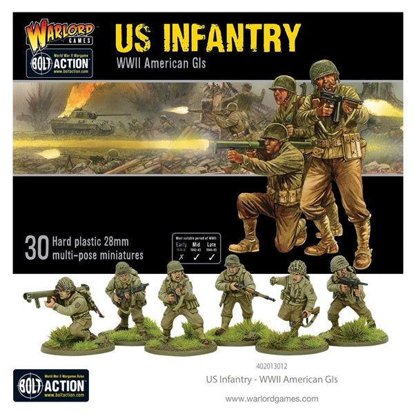 Bolt Action, US GI's, infantry, miniatures, box art, WW2, plastic