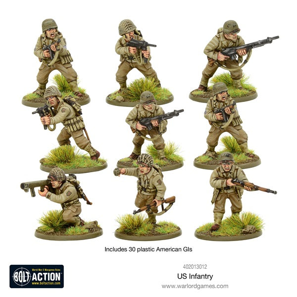 Bolt Action, US GI's, miniatures, painted, WW2, plastic
