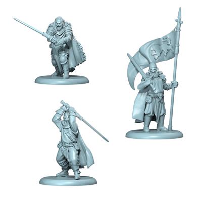 Three Winterfell Guards ML  miniature figures with weapons and armor on a white background for A Song of Ice and Fire.
