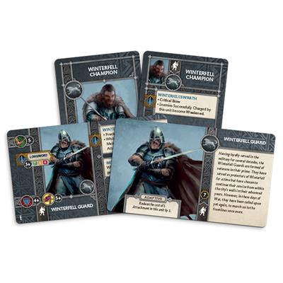 Set of 'Winterfell Champion' and 'Winterfell Guard' cards featuring characters on a white background.