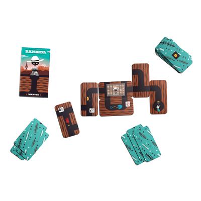 Bandida cards shown creating a pathway along with the gamebox and face down cards