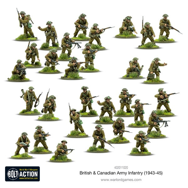 Bolt Action, British and Canadian infantry, WW2, 1943-45, plastic, painted, 28mm, miniatures