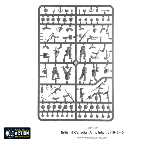 Bolt Action, plastic sprue, 28mm, British and Canadian infantry, WW2, 1943-45