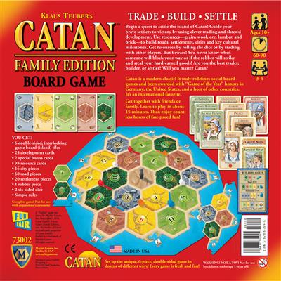 Catan Family Edition Back Cover of the Game Box