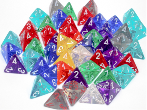 Chessex Bulk Dice Sets: Translucent d4 (Bag of 50)