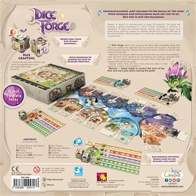 Dice Force Game Box Back Cover explaining rules and showing gameplay