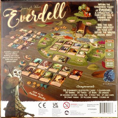 EVERDELL 3RD EDITION Board Game, back cover of game box, Fantasy board game, euro-board game, family board game