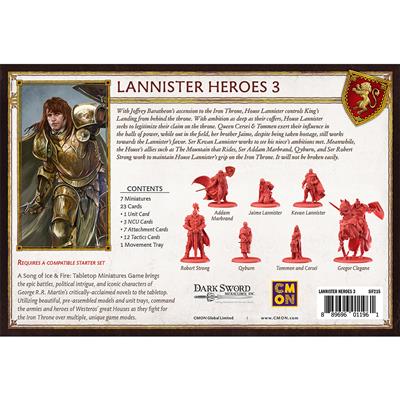 A song of ice and fire: lannister heroes 3 back cover