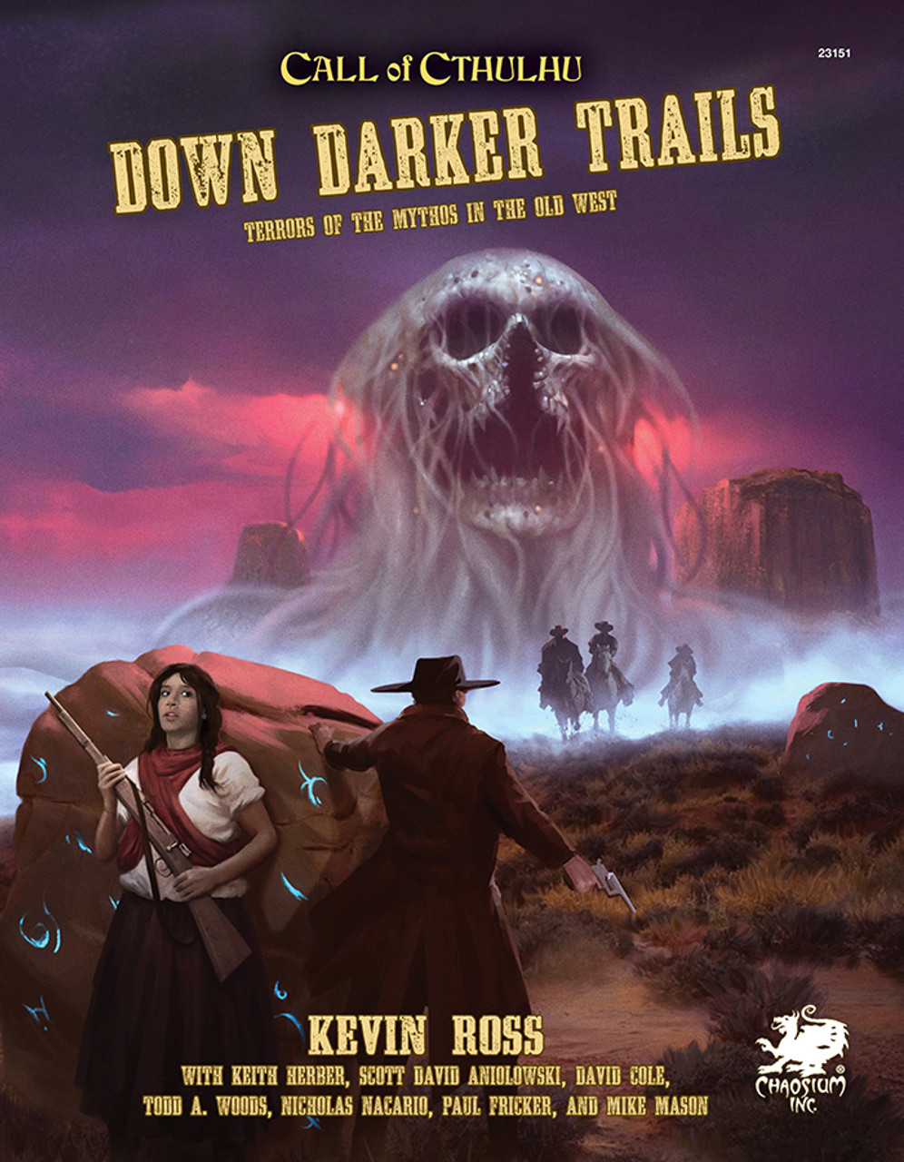 Call of Cthulhu RPG:  Down Darker Trails - Hardcover, front view. Horror role playing game