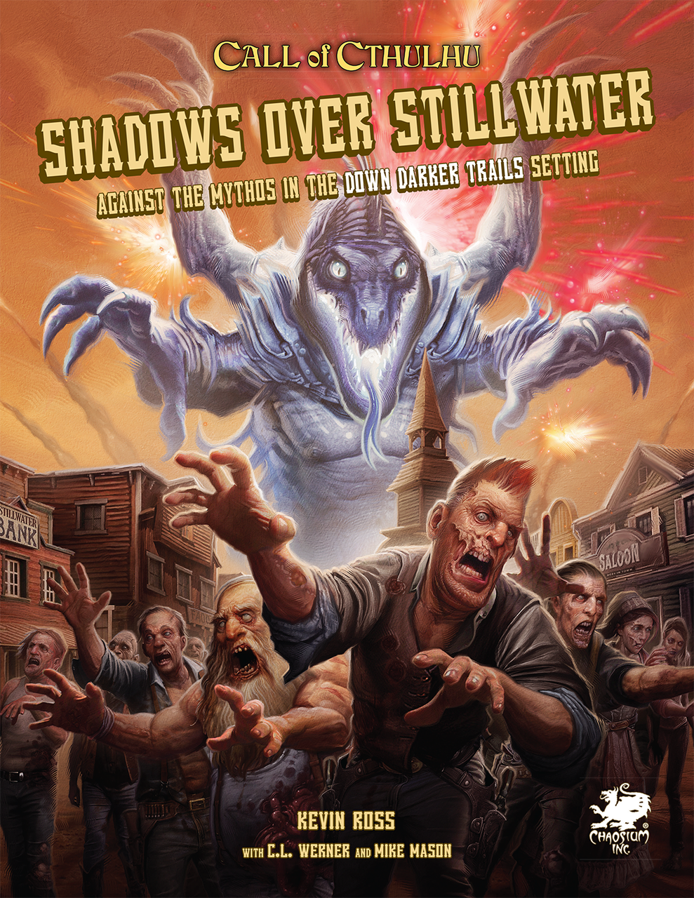 Call of Cthulhu RPG:  Shadows over Stillwater - Hardcover, front cover. Horror role playing game