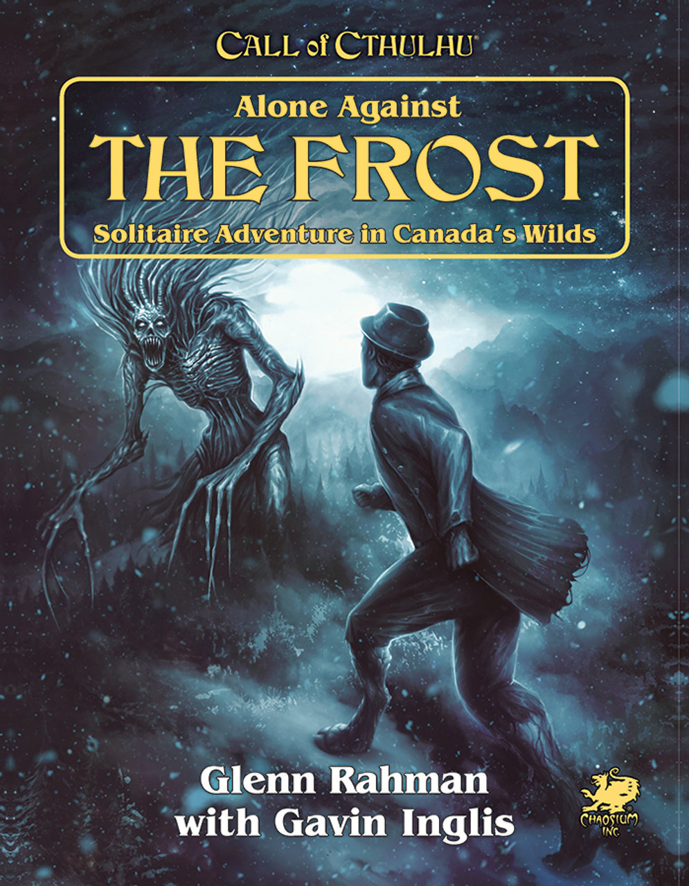 Call of Cthulhu RPG:  Alone Against the Frost, front cover. Horror role playing game