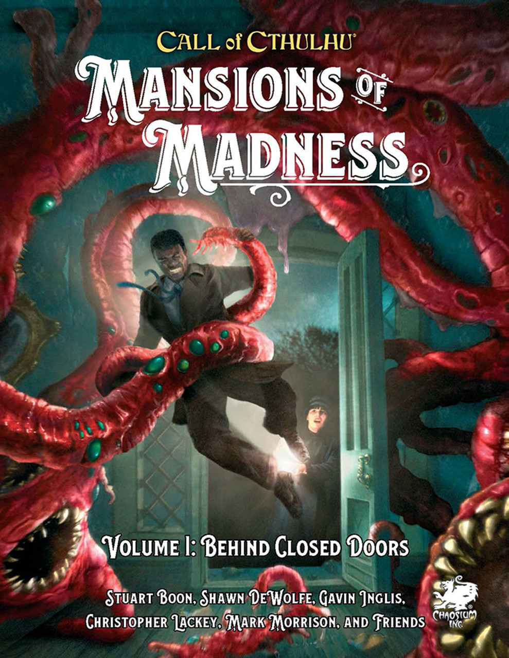 Call of Cthulhu: Mansions of Madness: Volume 1: Behind Closed Doors, front cover. Horror role playing game