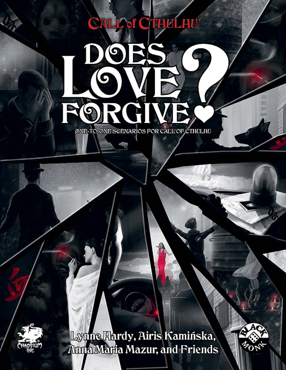 Call of Cthulhu RPG:  Does Love Forgive?, front cover. Horror role playing game