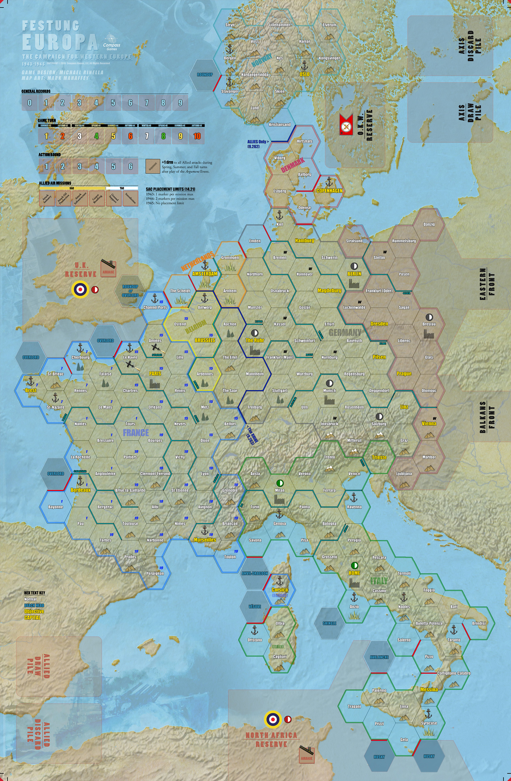 Game Map of Festung Europa: The Campaign for Western Europe, 1943–1945, War Game