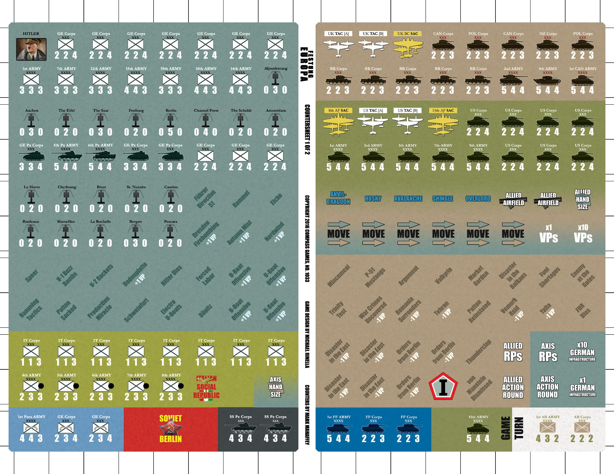 Counter Sheets in Festung Europa: The Campaign for Western Europe, 1943–1945, War Game