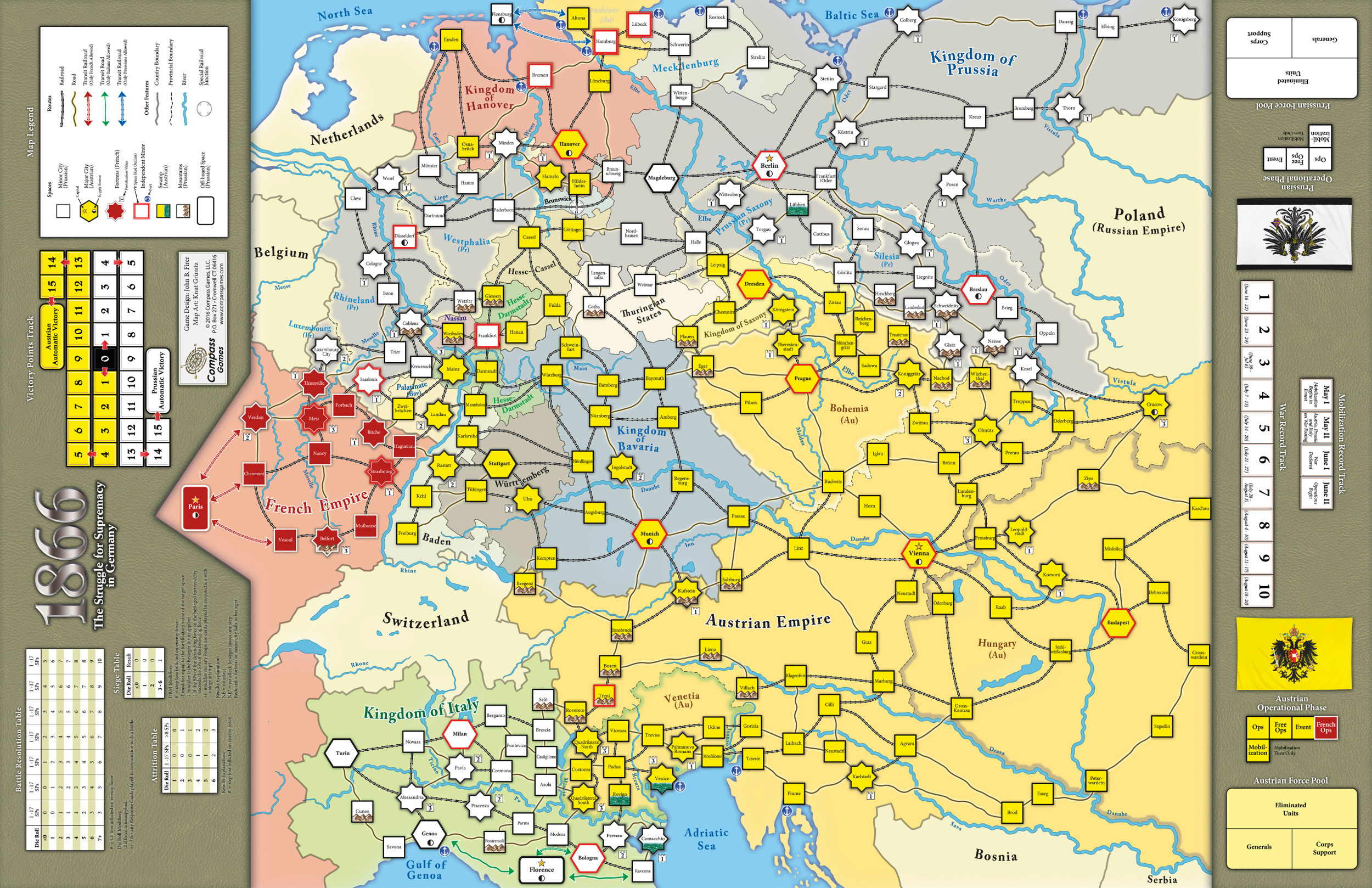 1866: The Struggle for Supremacy in Germany game map